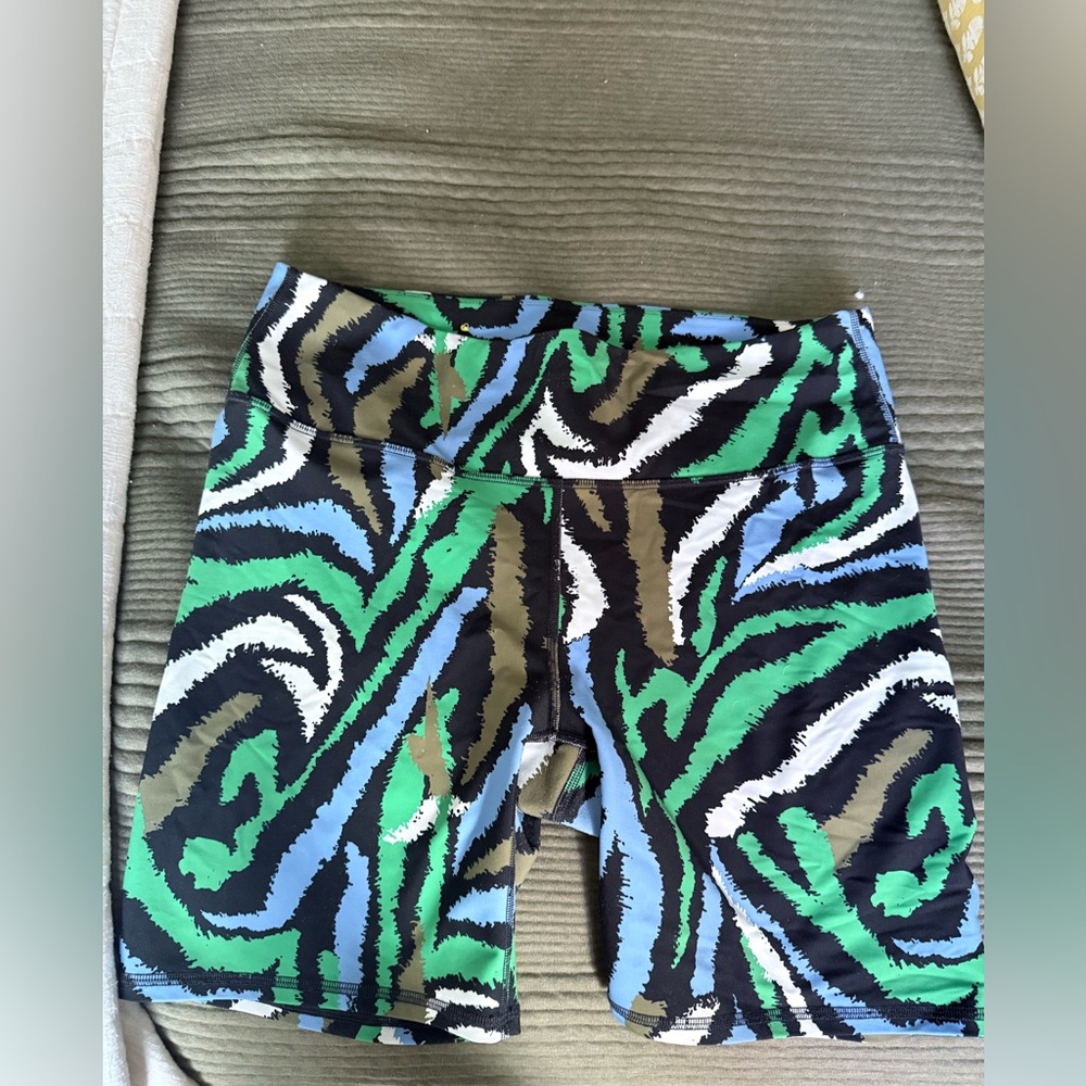 Diane Von Furstenberg for Target Green and Blue Patterned Bike Shorts
